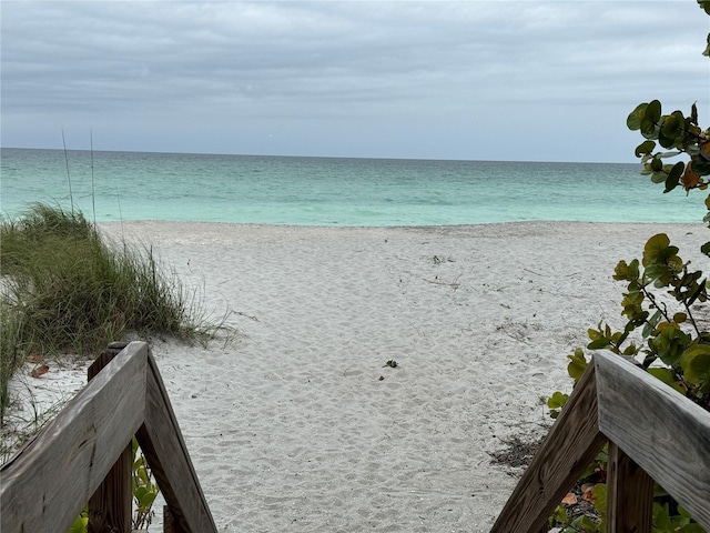 view of water feature featuring a view of the beach