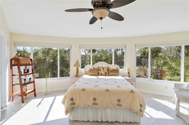 bedroom featuring ceiling fan