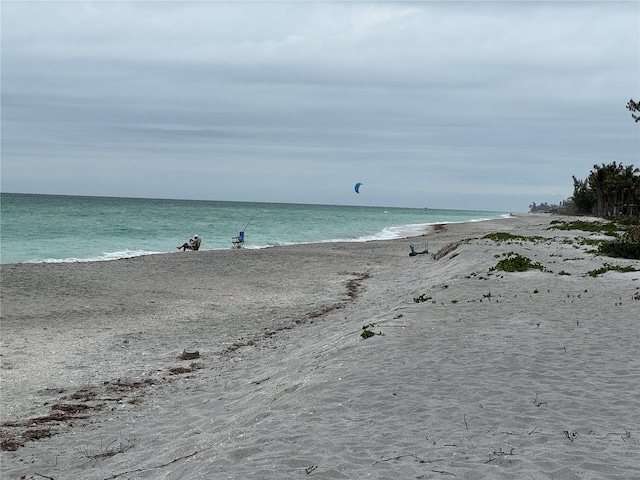 property view of water with a beach view