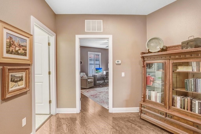 hallway with wood-type flooring