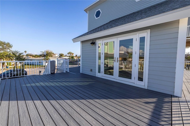 wooden terrace with french doors