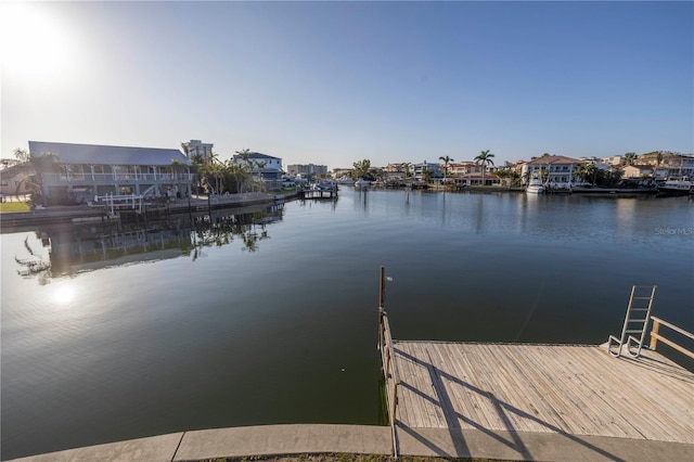 dock area featuring a water view