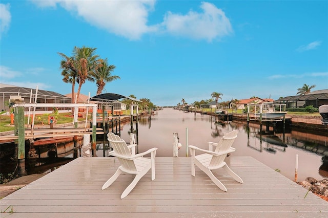 view of dock featuring a water view