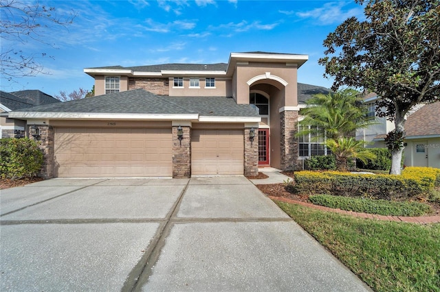 view of front of house with a garage