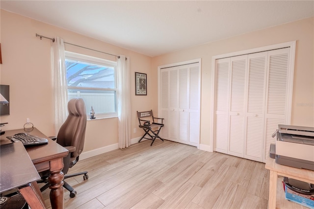 office featuring light wood-type flooring