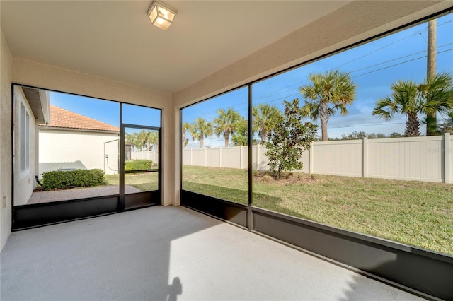 view of unfurnished sunroom