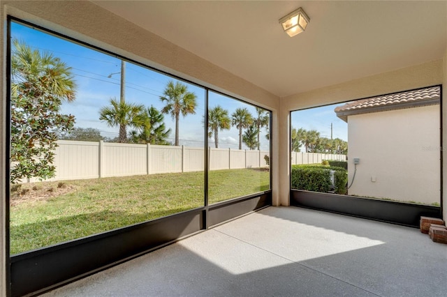 view of unfurnished sunroom