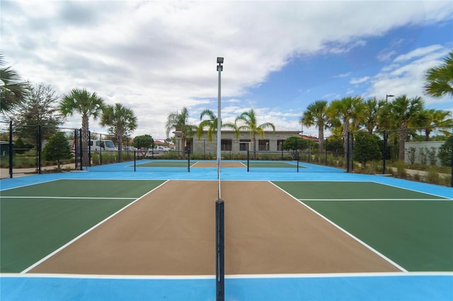 view of tennis court with basketball court