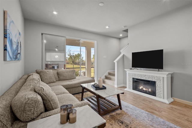 living room with wood-type flooring