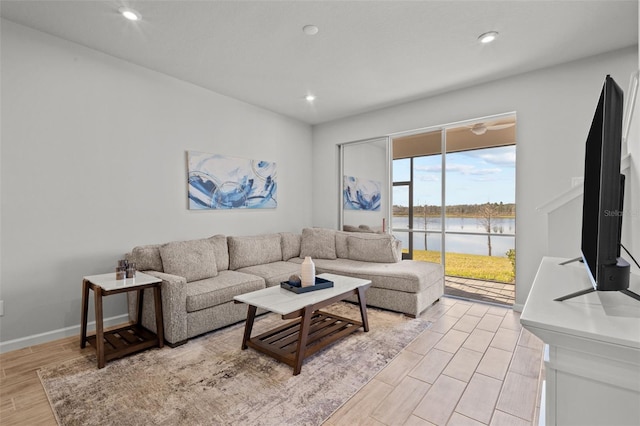 living room featuring light hardwood / wood-style flooring