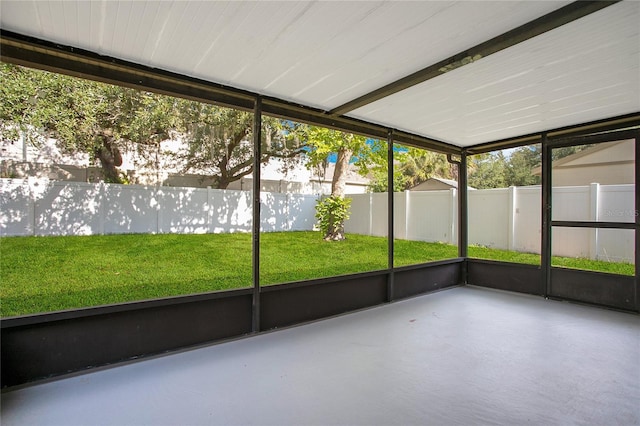 view of unfurnished sunroom