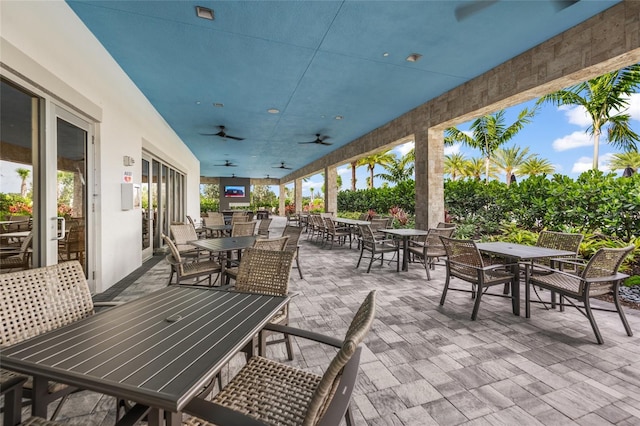 view of patio with ceiling fan