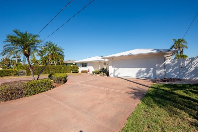 single story home with a garage