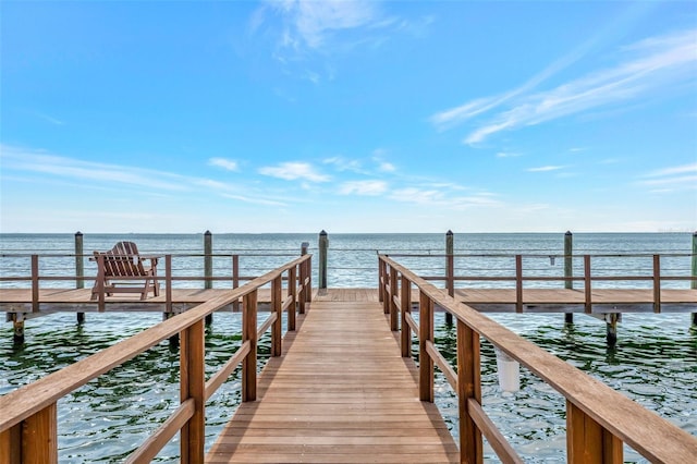 dock area featuring a water view