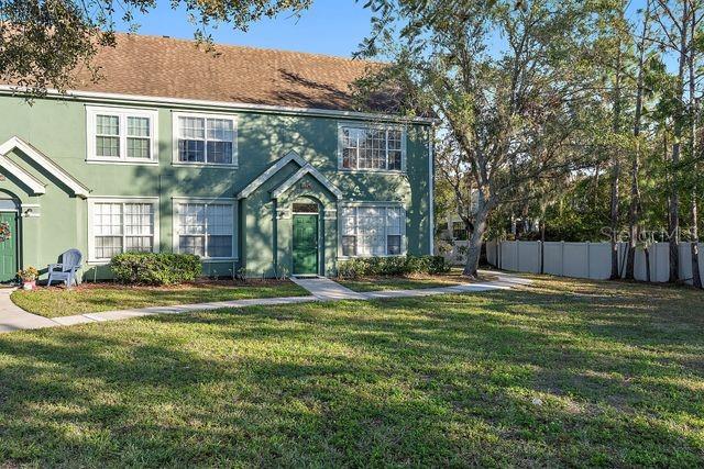 view of front of home with a front lawn