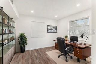 office featuring wood-type flooring