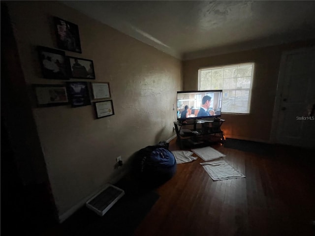 living room with hardwood / wood-style floors