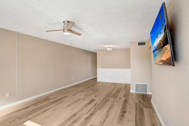 empty room featuring light hardwood / wood-style floors and ceiling fan