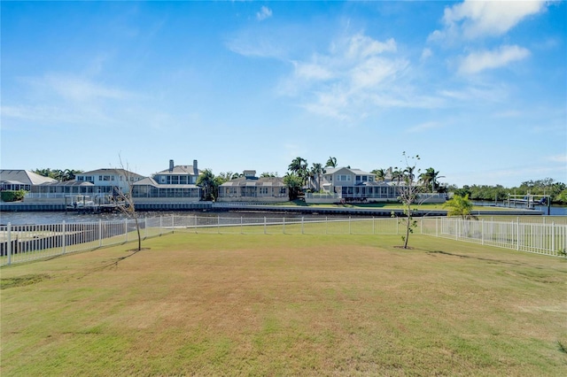 view of yard featuring a water view