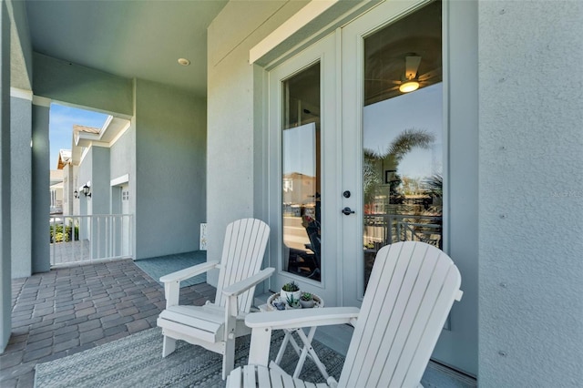 view of patio / terrace featuring french doors