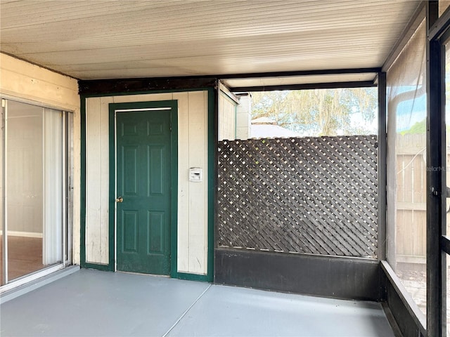 view of unfurnished sunroom