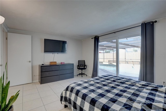 tiled bedroom with access to exterior