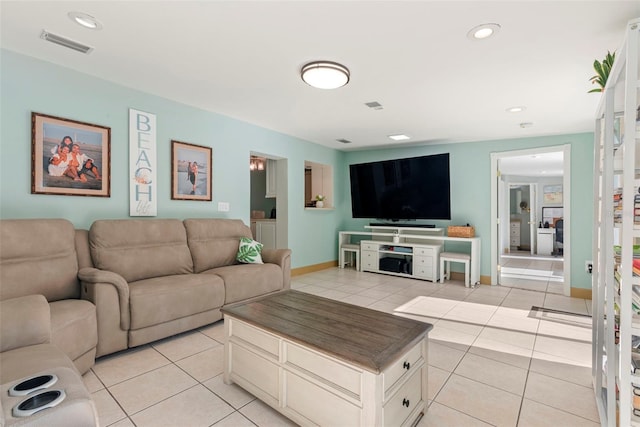 view of tiled living room