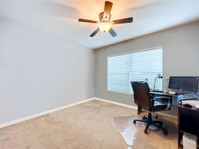 office space with ceiling fan