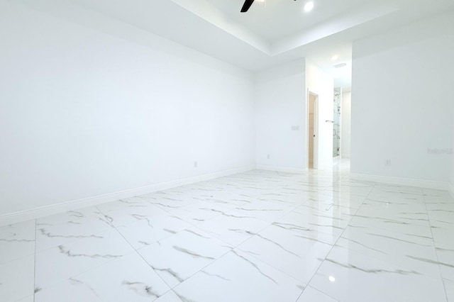 408 E Hanlon St, Tampa, FL 33604 - unfurnished room featuring marble finish floor, recessed lighting, baseboards, and ceiling fan