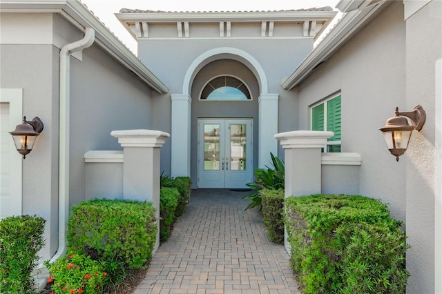 doorway to property featuring french doors