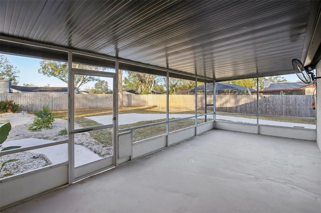 view of unfurnished sunroom