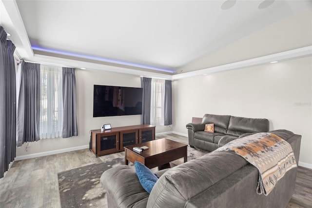 living room with hardwood / wood-style flooring