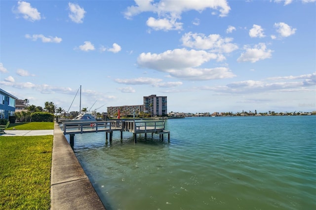 dock area with a water view