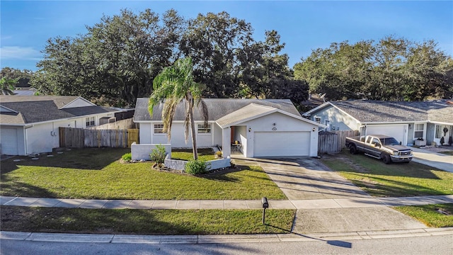 single story home featuring a front yard