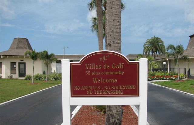 view of community sign