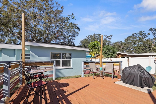 deck featuring grilling area