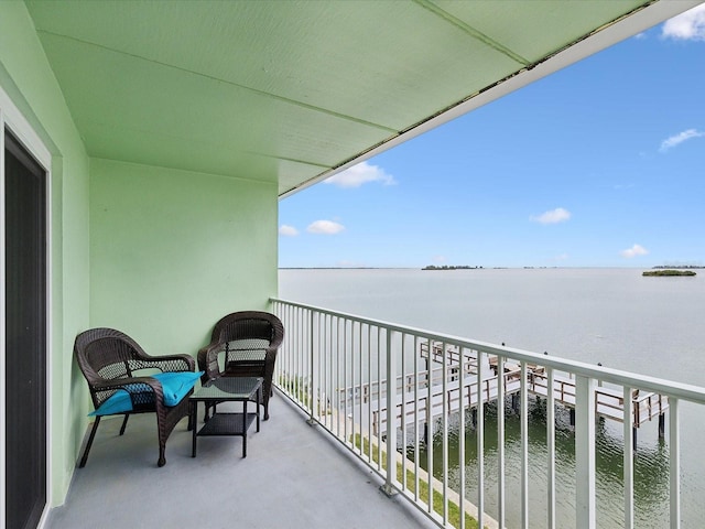 balcony with a water view