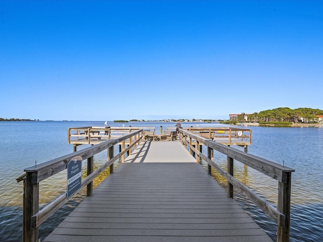 view of dock featuring a water view