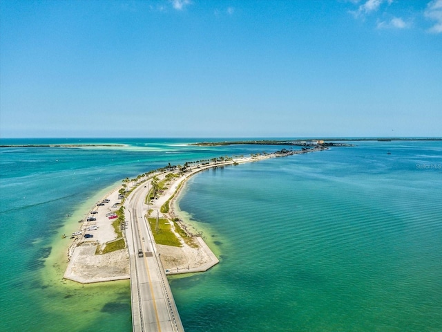 aerial view featuring a beach view and a water view