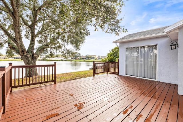 deck with a water view