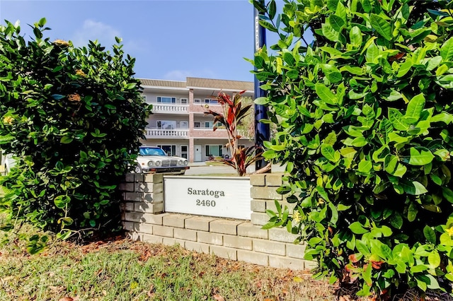 view of community sign