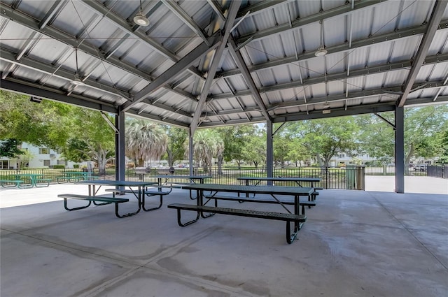 view of community featuring a gazebo and a patio area