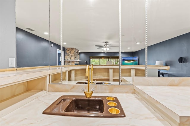 kitchen with ceiling fan