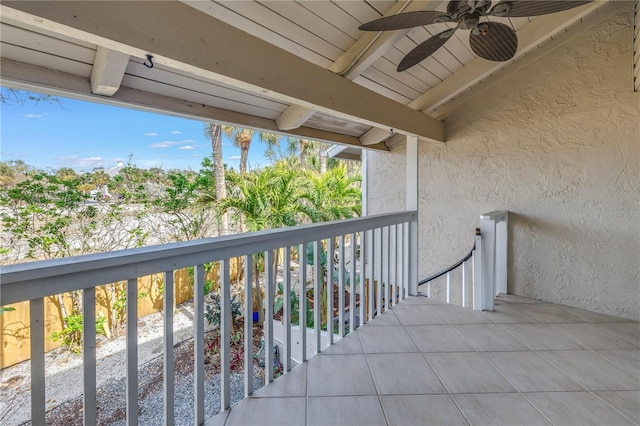 balcony with ceiling fan