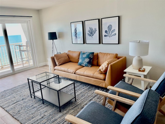 living room featuring light hardwood / wood-style flooring