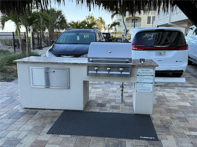 view of patio with an outdoor kitchen