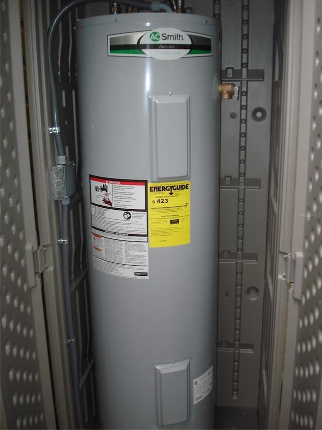 utility room with water heater