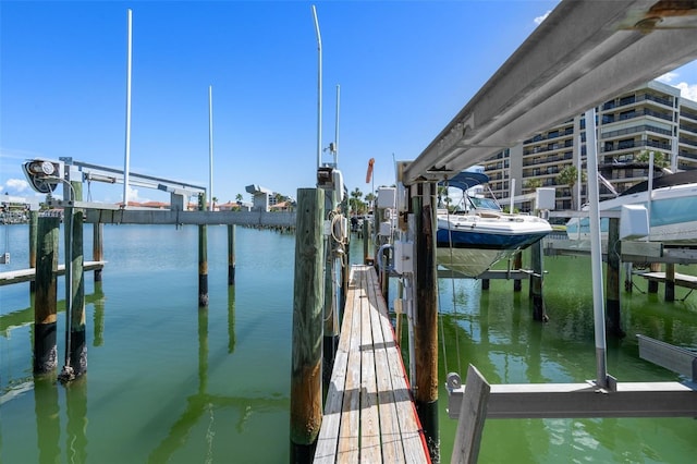 view of dock featuring a water view