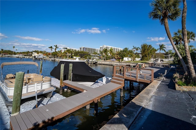 view of dock featuring a water view