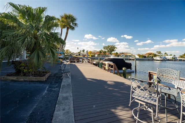 view of dock featuring a water view